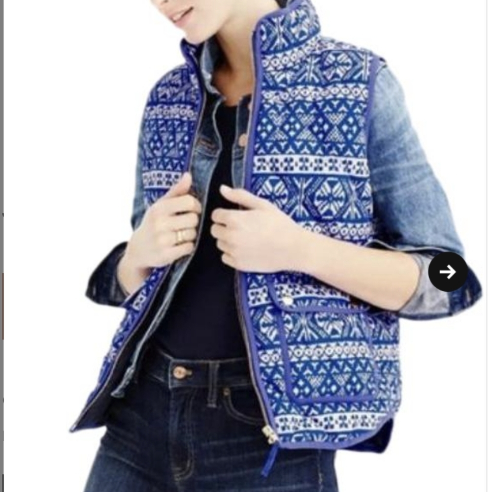J Crew Petite Excursion Vest Fair Isle blue PXXS
